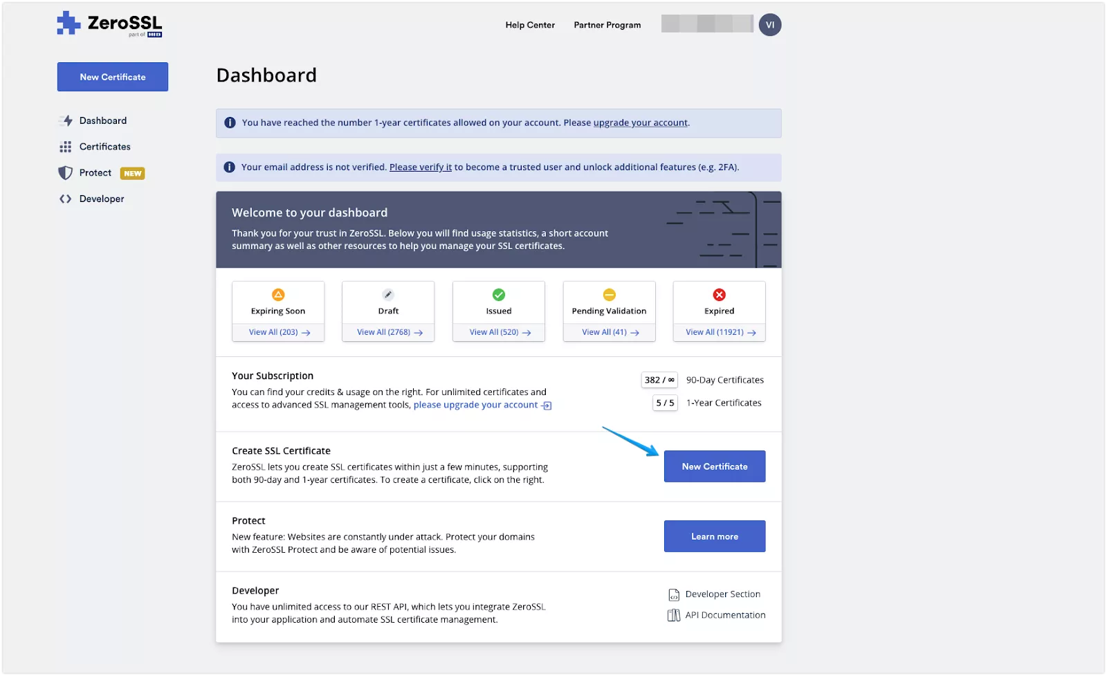 Zero SSL là gì? Có an toàn không? Cách lấy SSL miễn phí 120 Chọn New Certificate