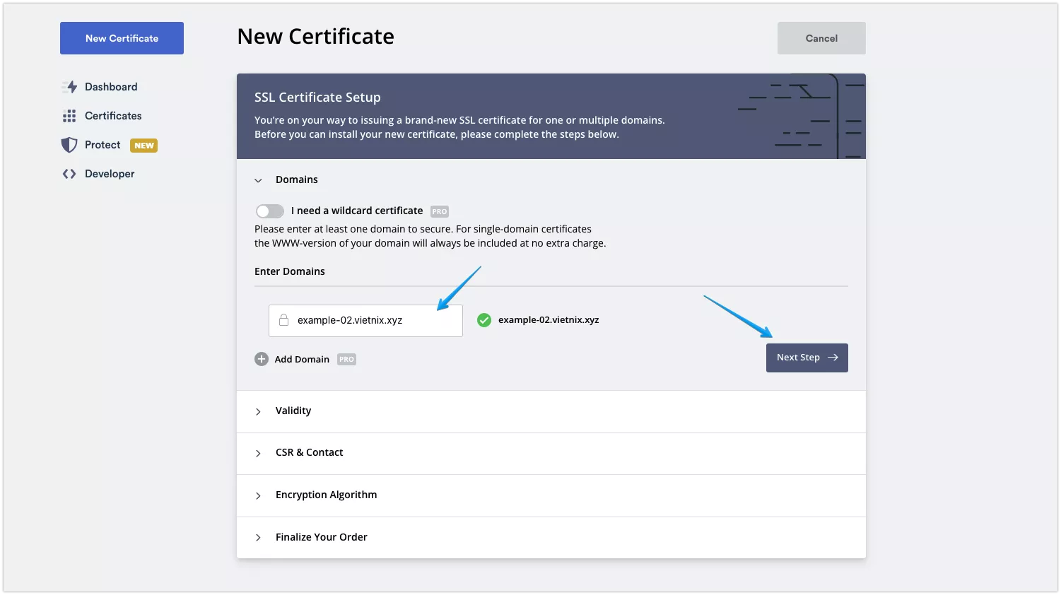 Zero SSL là gì? Có an toàn không? Cách lấy SSL miễn phí 121 Nhập tên miền
