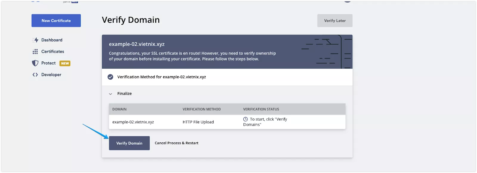 Zero SSL là gì? Có an toàn không? Cách lấy SSL miễn phí 150 Chọn Verify Domain