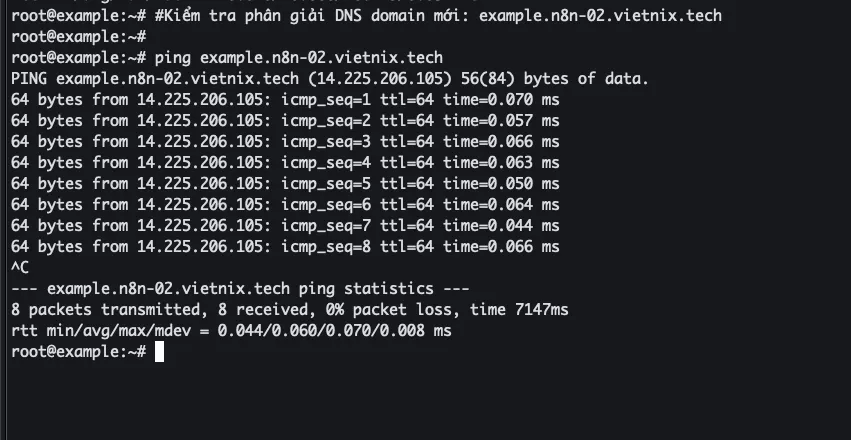 Cách đổi domain trên VPS dùng template n8n chi tiết nhất 22 Kiểm tra phân giải DNS domain mới