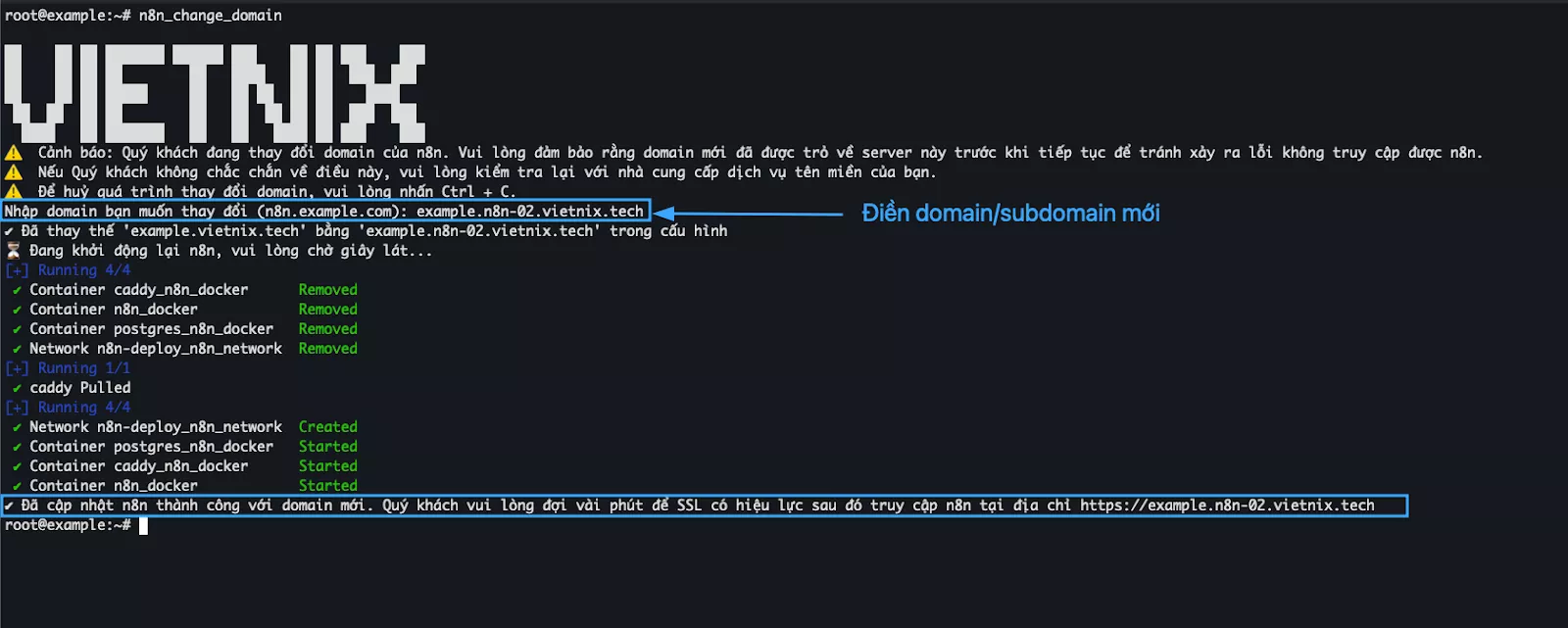 Cách đổi domain trên VPS dùng template n8n chi tiết nhất 25 Đổi domain chính