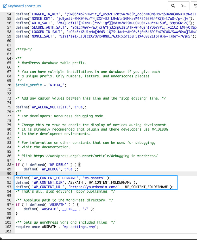 Hướng dẫn đổi tên thư mục wp-content trong WordPress chi tiết 19 Khai báo lại hằng số đường dẫn wp-content