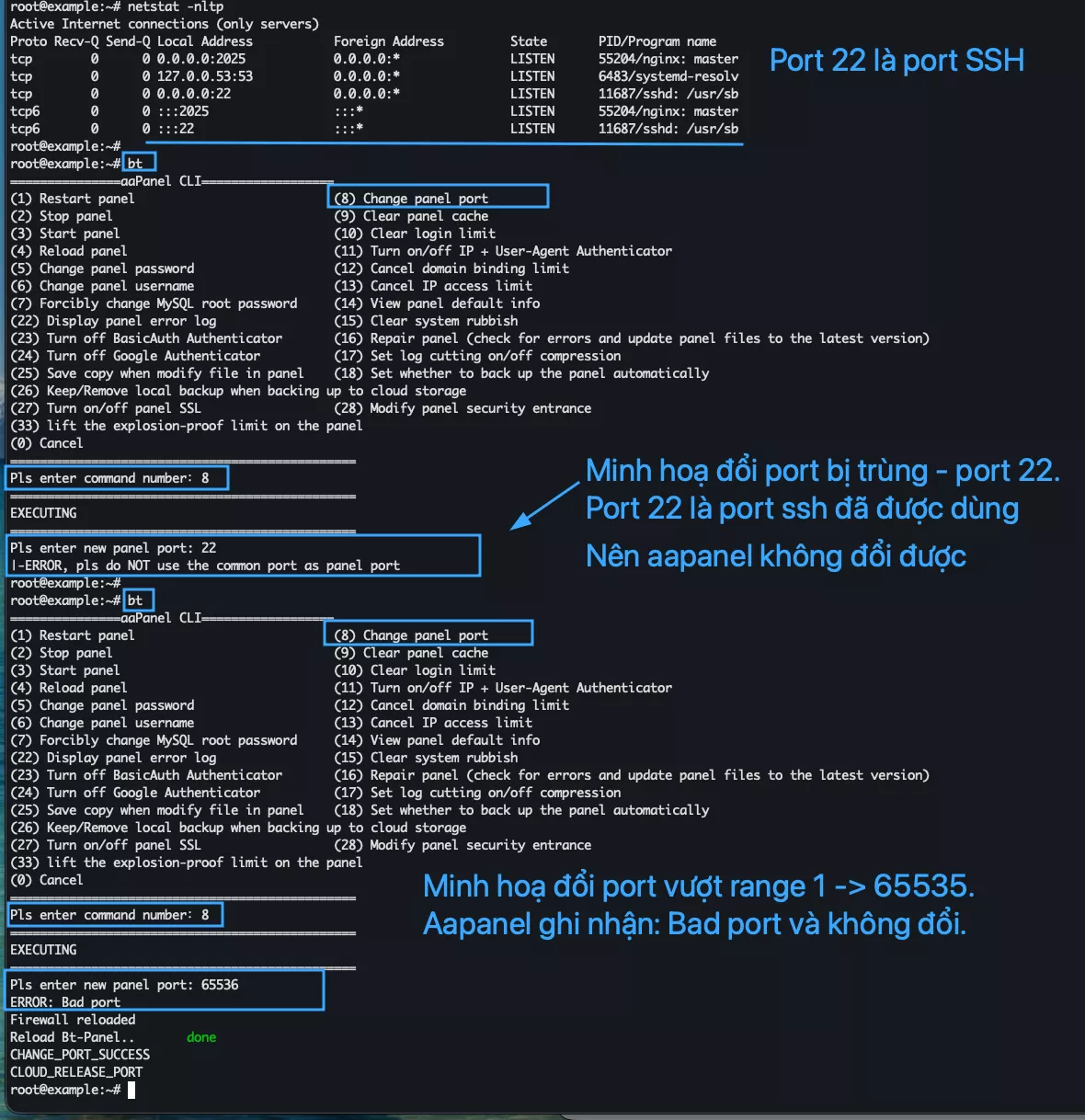 Lỗi khi đổi port