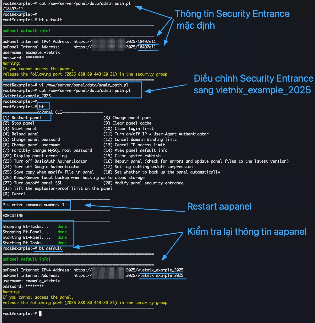 Cách đổi Security Entrance