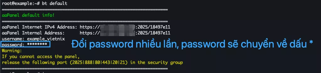 Password chuyển về dấu *