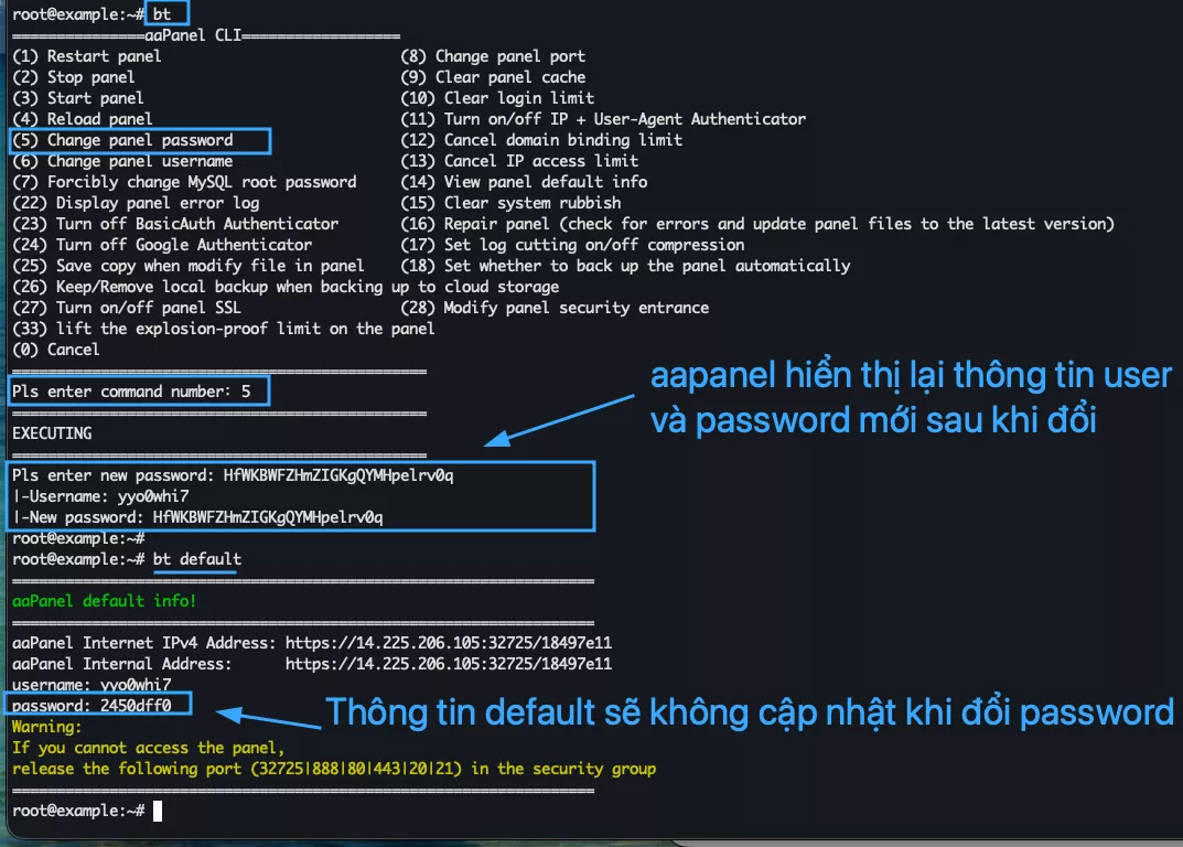 Đổi mật khẩu aaPanel