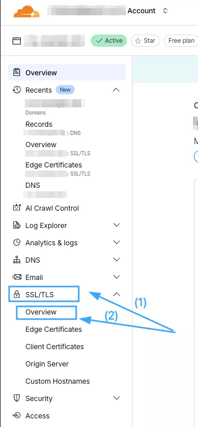 Hướng dẫn khắc phục lỗi 526: Invalid SSL Certificate trên Cloudflare 16 Chọn mục SSL/TLS, sau đó chọn Overview