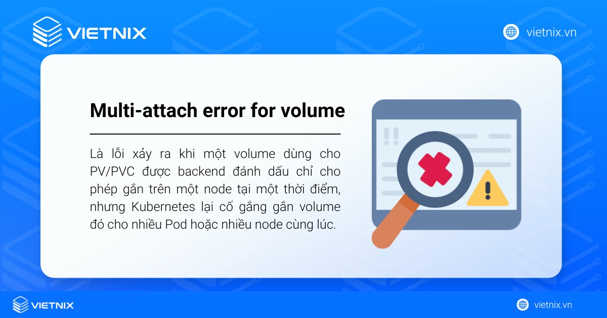 Multi-attach error for volume: Nguyên nhân và cách khắc phục hiệu quả 17 Lỗi multi-attach error for volume là một thông báo thường gặp trong Kubernete
