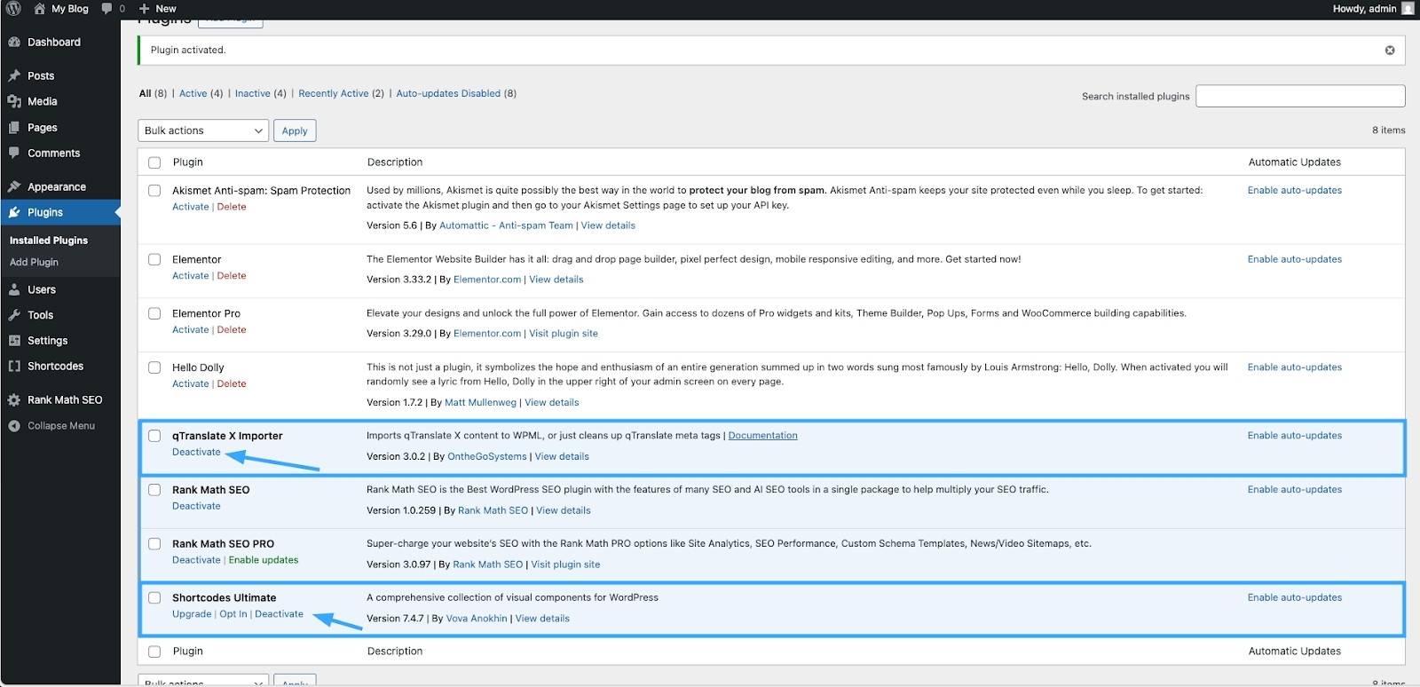 Bạn nên cân nhắc loại bỏ những plugin không thật sự cần thiết để giảm nguy cơ xảy ra lỗi khi kích hoạt plugin mới.