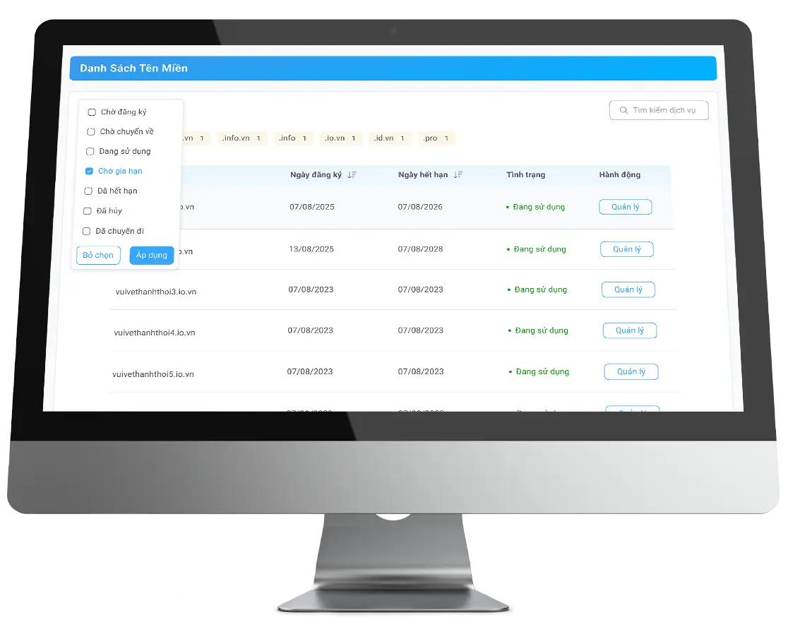 Quản lý tên miền dễ dàng tại Vietnix