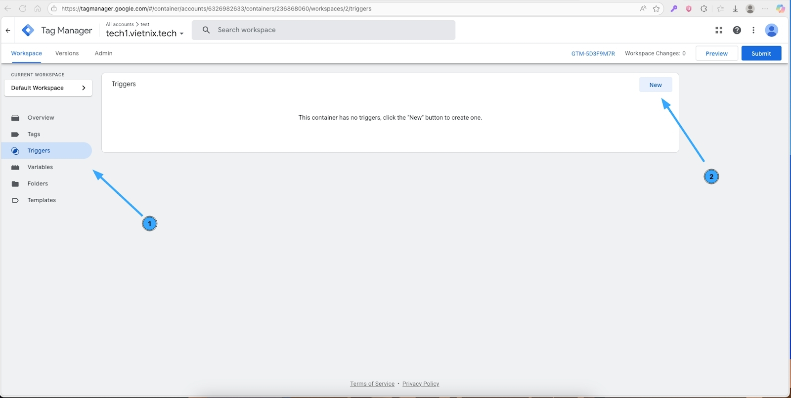 Bạn tiến hành vào mục Triggers