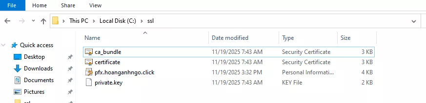 Kiểm tra bằng cách mở PFX
