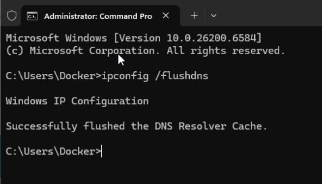 Nhập lệnh ipconfig /flushdns trên Windows