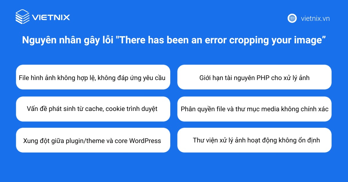 Khắc phục lỗi "There has been an error cropping your image” 17 Nguyên nhân phổ biến gây lỗi There has been an error cropping your image