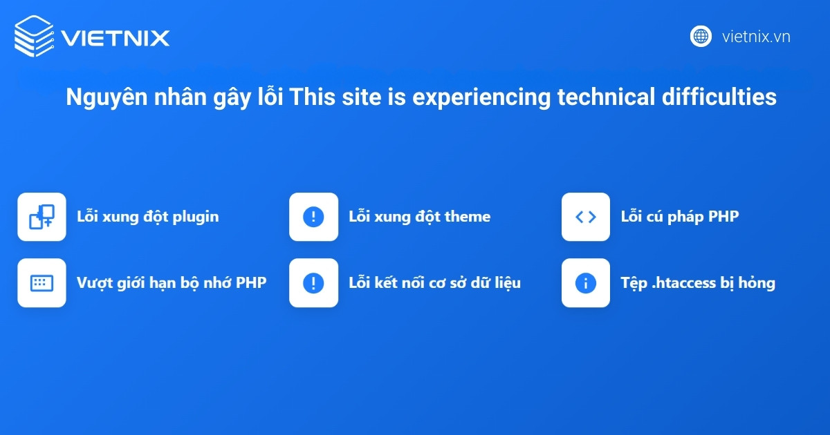 Nguyên nhân gây ra lỗi This site is experiencing technical difficulties