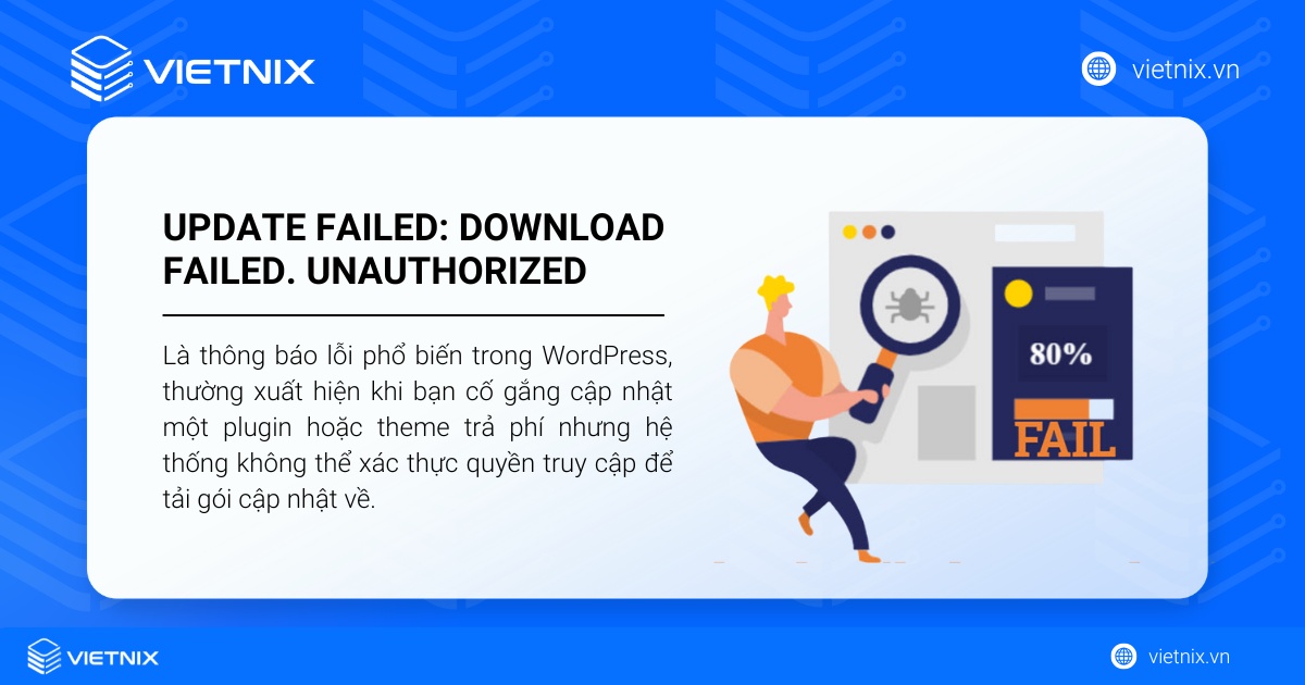 Lỗi Update Failed: Download Failed. Unauthorized
