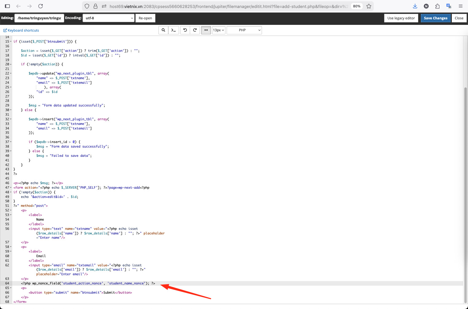 Chèn thêm hàm tạo nonce của WordPress