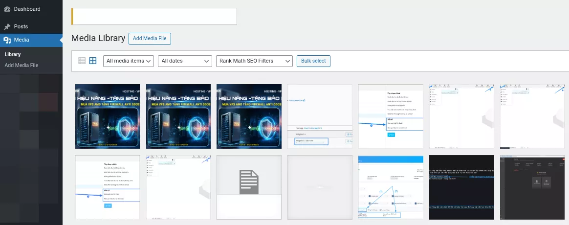 3 cách xóa hình ảnh không sử dụng trong WordPress chi tiết nhất 33 Các media được upload trong WordPress