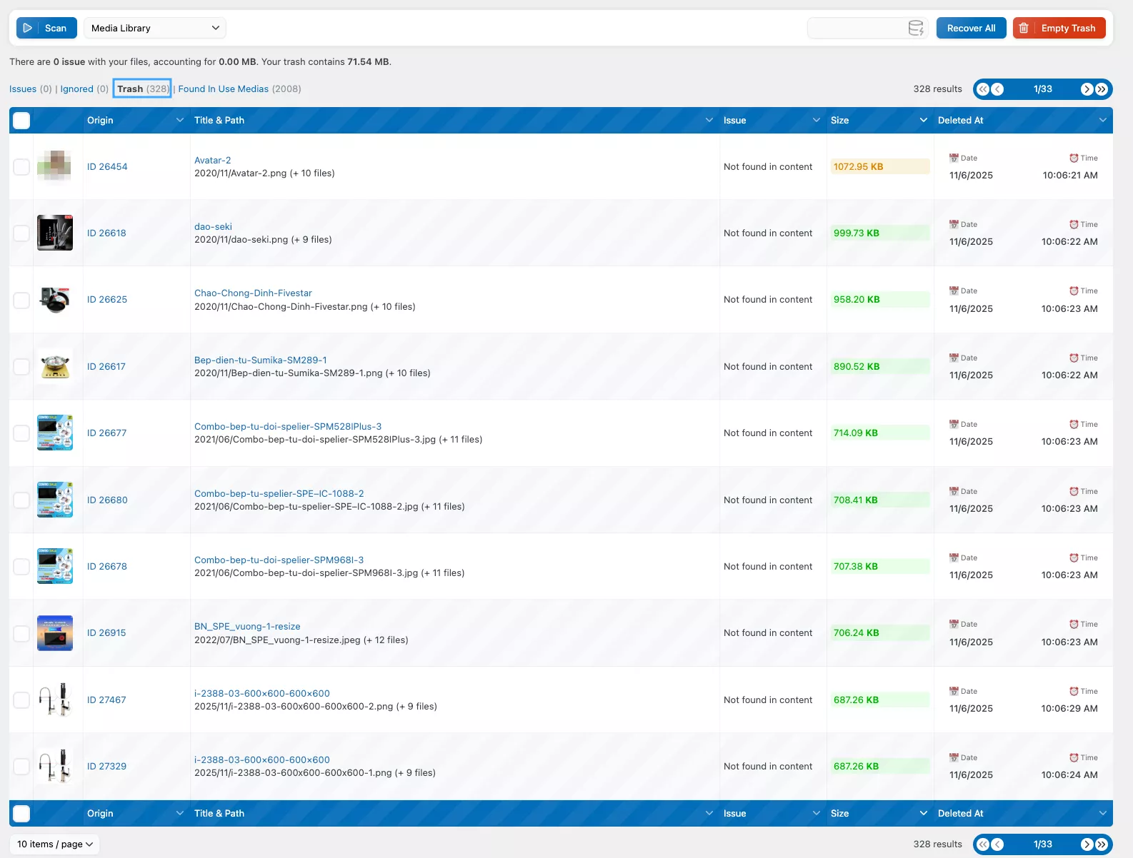 3 cách xóa hình ảnh không sử dụng trong WordPress chi tiết nhất 43 Các file đã xóa được chuyển về thùng rác