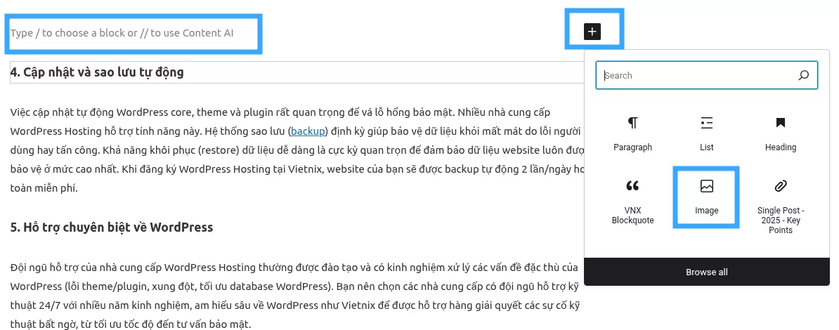 3 cách xóa hình ảnh không sử dụng trong WordPress chi tiết nhất 52 Chọn block Image