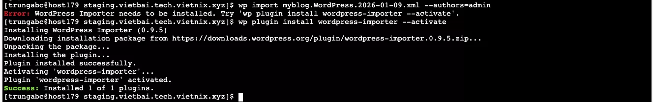 Xử lý lỗi Error: WordPress Importer needs to be installed