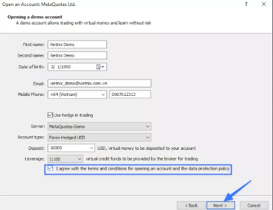 Điền đầy đủ và chính xác các thông tin cơ bản