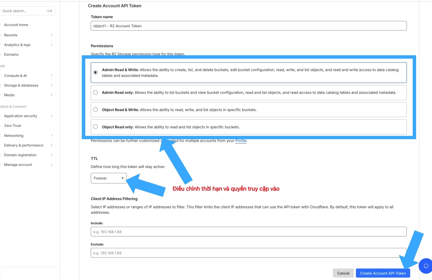 Cloudflare R2 là gì? So sánh chi tiết Cloudflare R2 và S3 AWS 38 Bạn cần điều chỉnh thời hạn và quyền truy cập vào