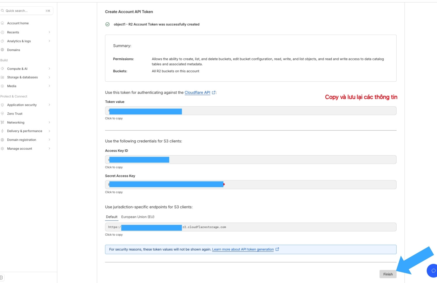 Cloudflare R2 là gì? So sánh chi tiết Cloudflare R2 và S3 AWS 39 Bạn cần lưu lại các thông tin cần thiết