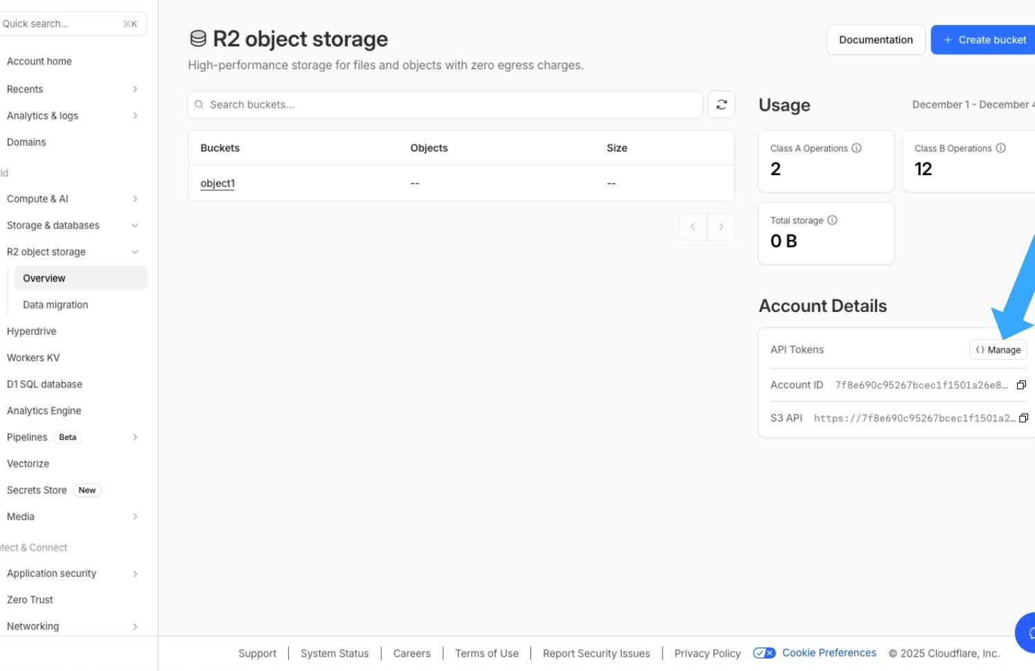 Cloudflare R2 là gì? So sánh chi tiết Cloudflare R2 và S3 AWS 36 Chọn Manage