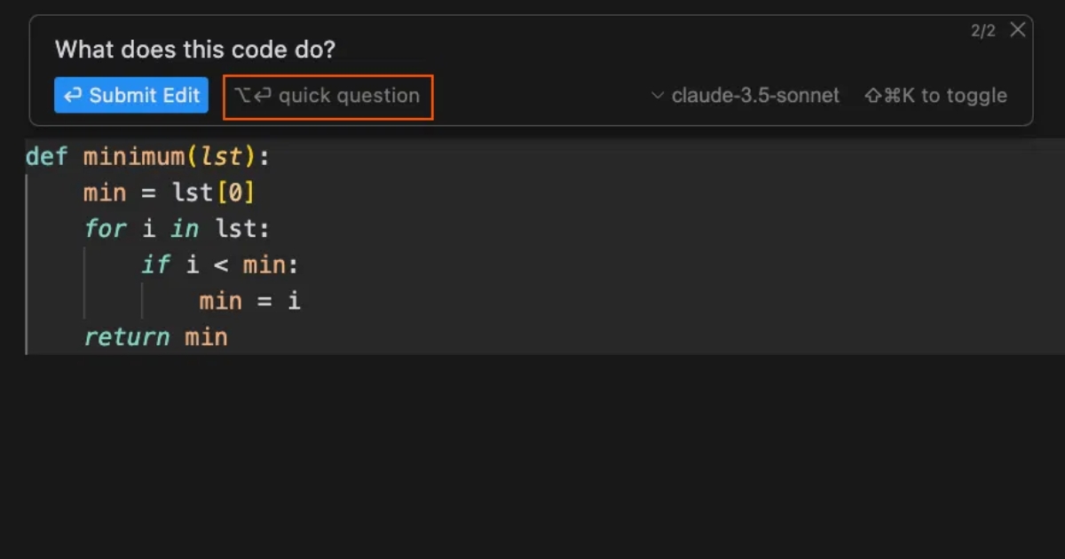 Tương tự, bạn có thể đặt câu hỏi cho một đoạn code