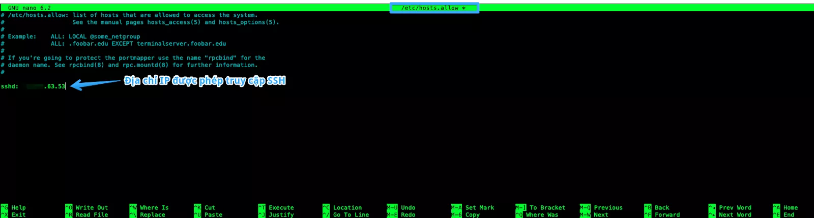 Hướng dẫn sử dụng /etc/hosts.allow và /etc/hosts.deny để kiểm soát truy cập 19 Thêm IP được phép truy cập