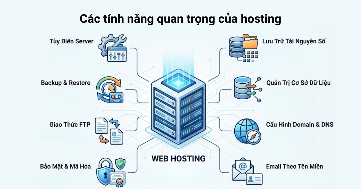 Các tính năng quan trọng của hosting