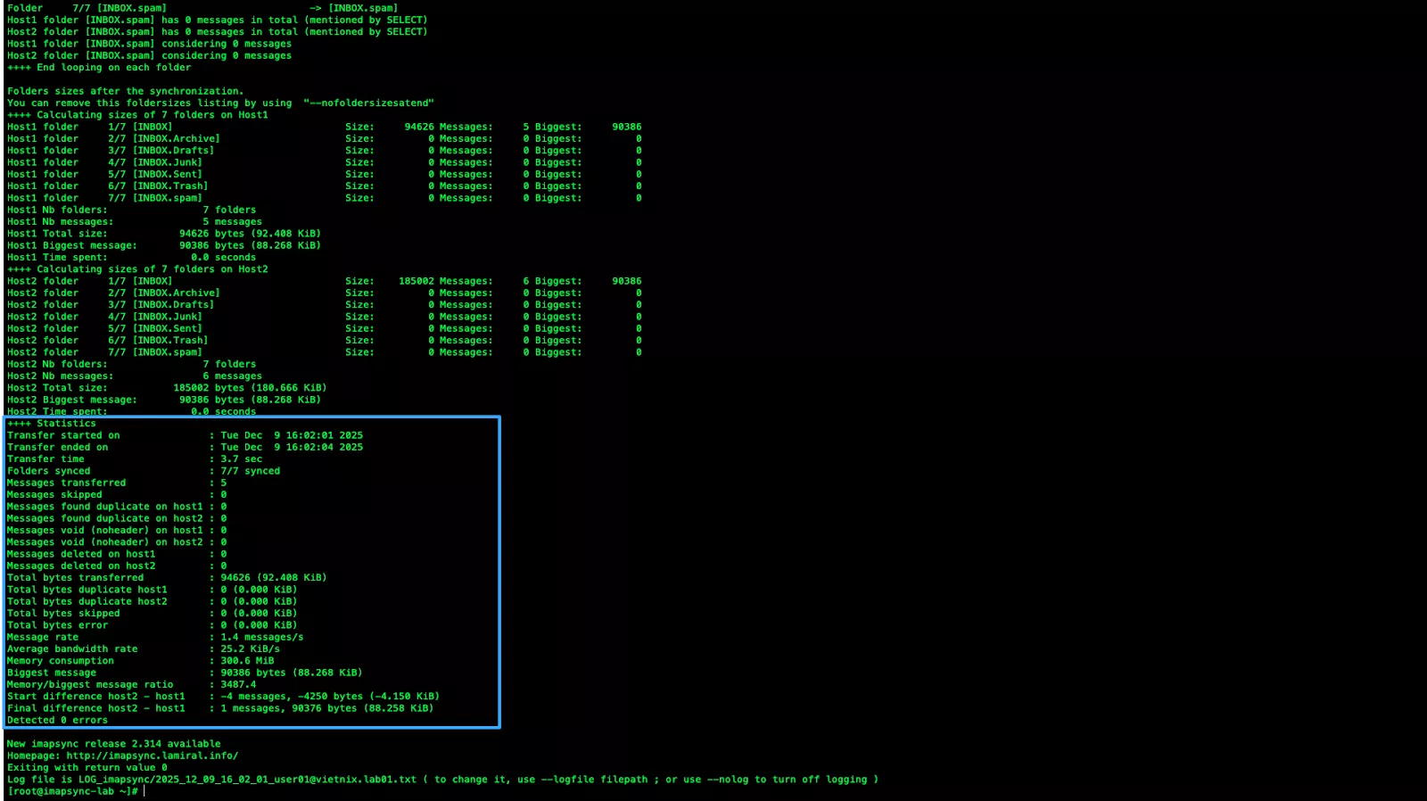 Hướng dẫn cách đồng bộ email giữa hai server bằng IMAPSync chi tiết 15 Sau khi chuyển mail hoàn tất