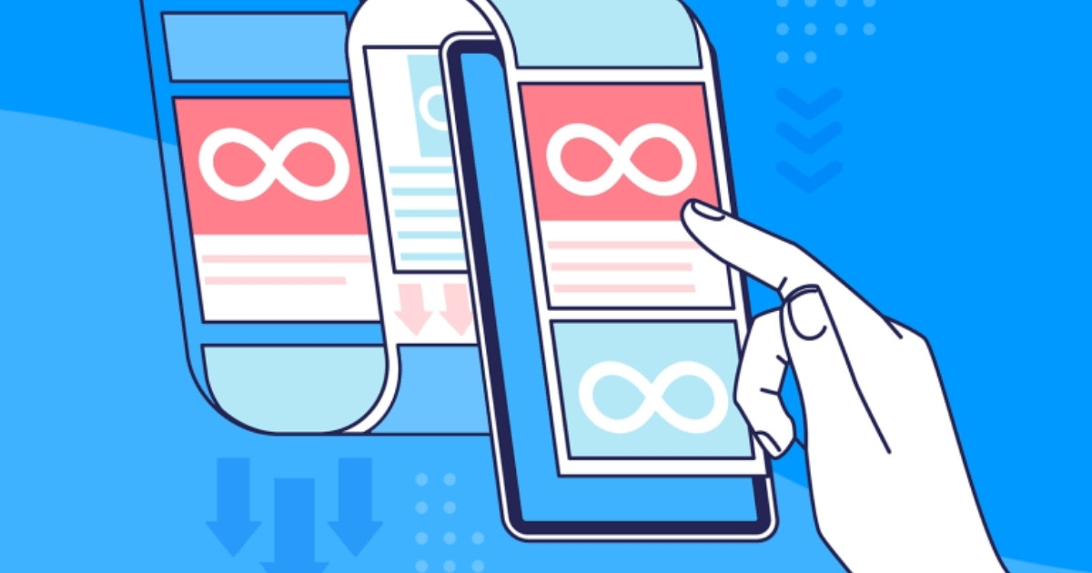 Infinite scroll được kích hoạt tự động khi người dùng cuộn đến cuối hoặc gần cuối trang