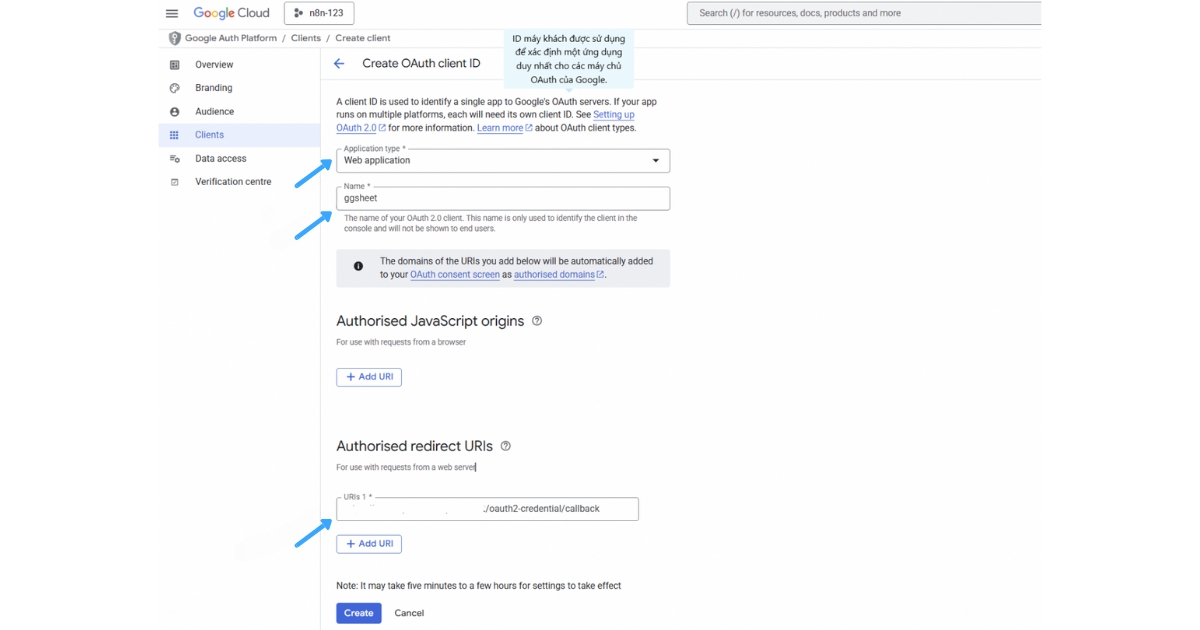 Hướng dẫn kết nối Google Sheet với n8n đơn giản, nhanh chóng 39 Chọn loại ứng dụng là Web Application