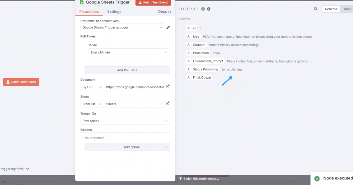 Hướng dẫn kết nối Google Sheet với n8n đơn giản, nhanh chóng 48 Cho chạy thử workflow