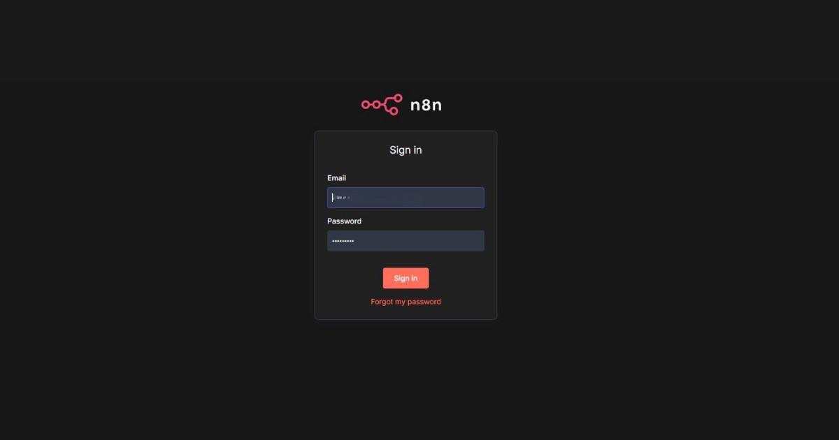 Đăng nhập vào giao diện web n8n