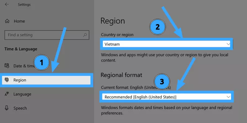 Hướng dẫn thay đổi ngôn ngữ máy tính Win 10 đơn giản, nhanh chóng 27 Thiết lập đúng khu vực địa lý