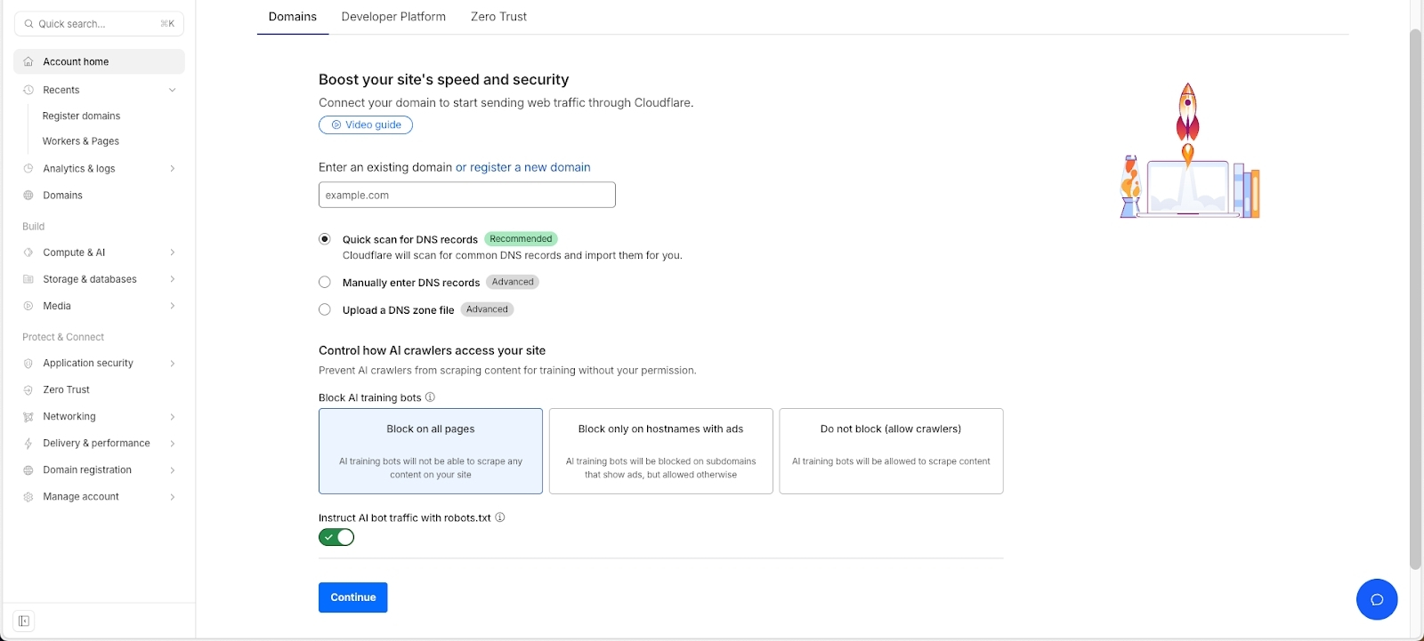 Thêm domain vào Cloudflare