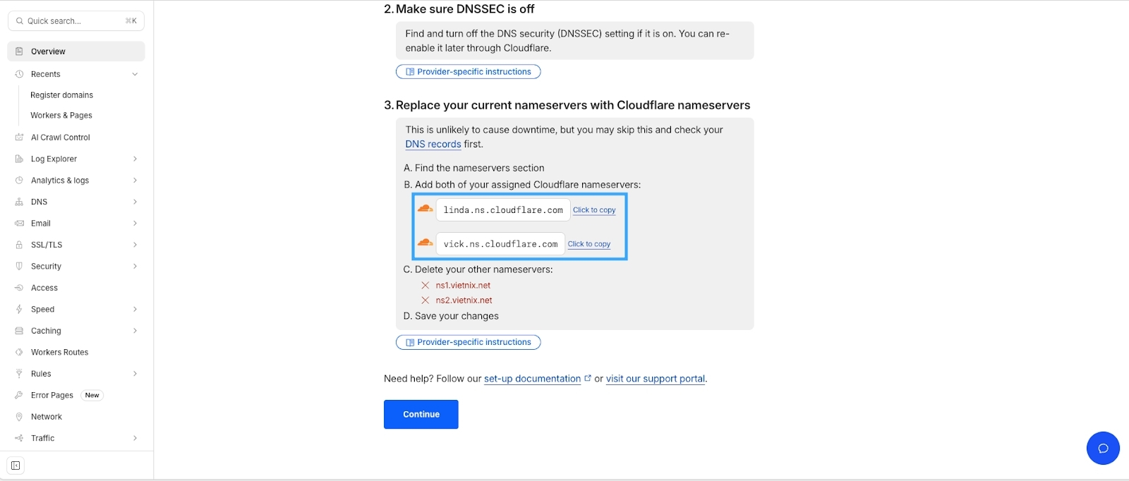 Bạn sẽ nhận Nameserver mà CloudFlare cung cấp