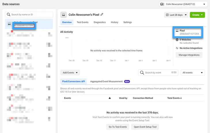 Thêm Facebook Pixel ID mà người dùng nhận được từ Facebook Event Manager