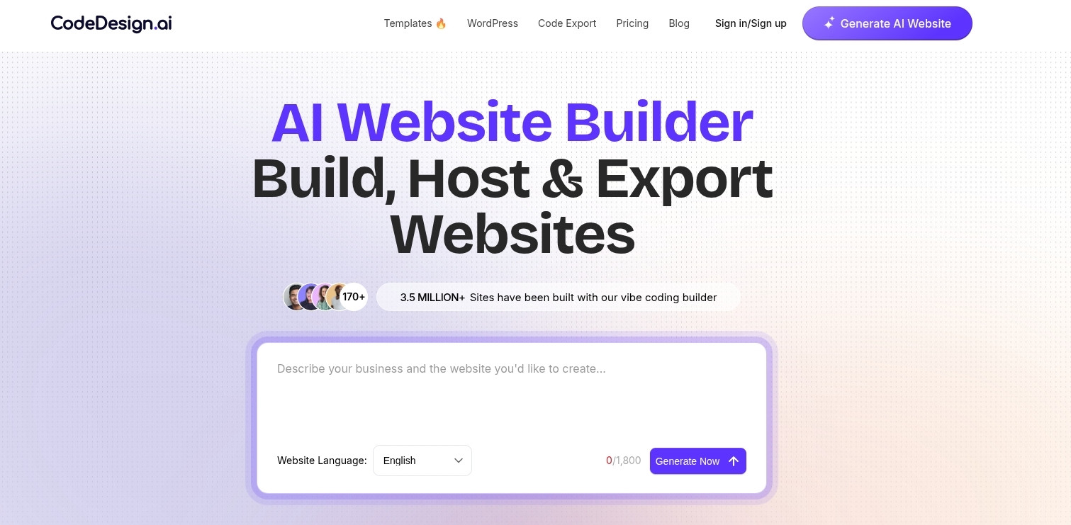 Top 10 AI thiết kế website hiệu quả, miễn phí năm 2026 21 Code Design cho phép người dùng tạo ra các trang web chuyên nghiệp chỉ trong vài giây
