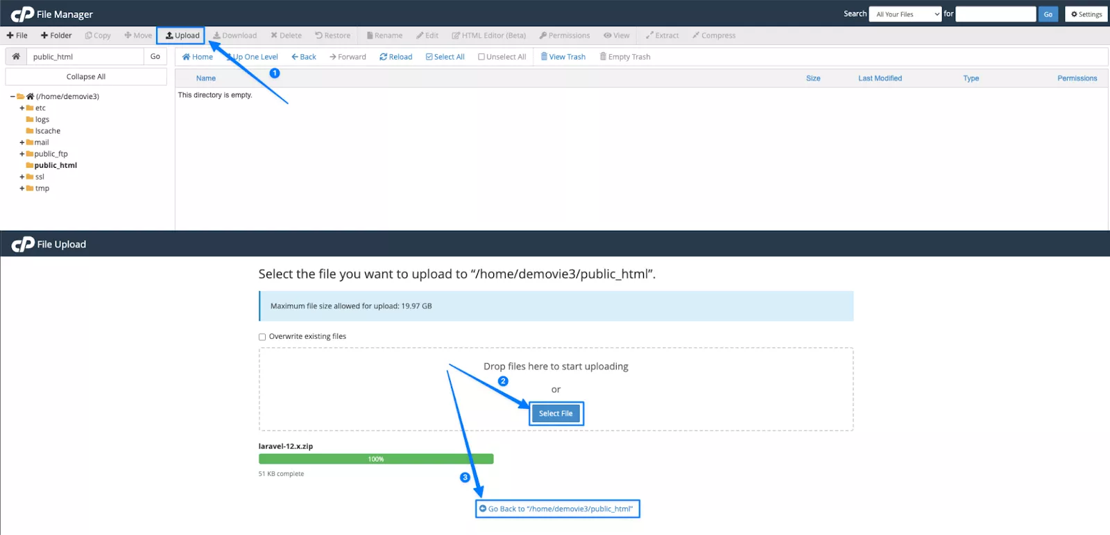 Upload file source Laravel 