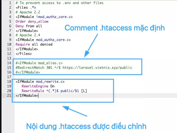 Điều chỉnh file .htaccess 