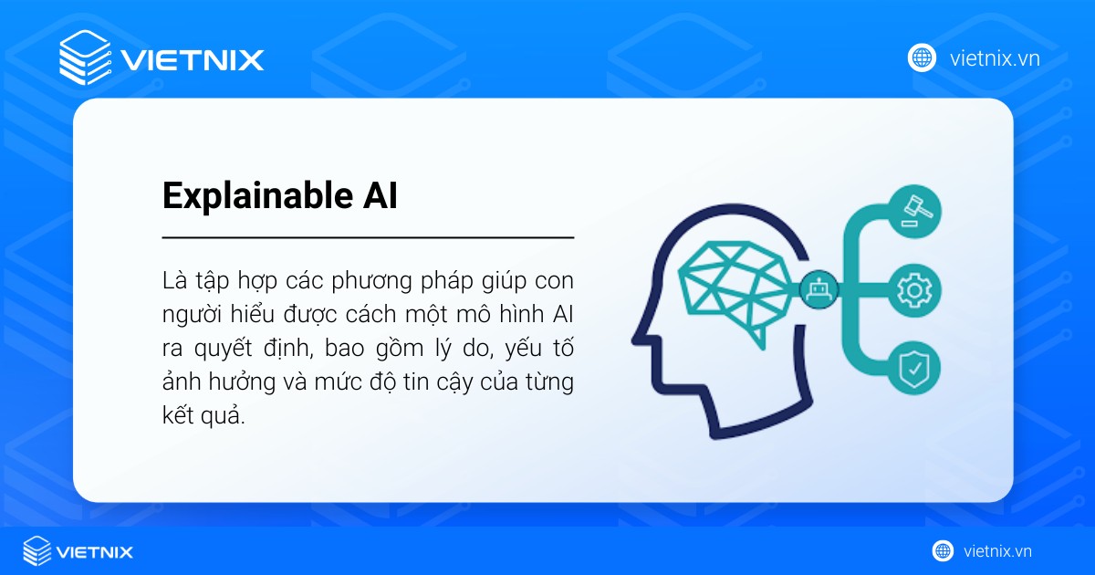 Explainable AI là tập hợp các phương pháp giúp con người hiểu được cách một mô hình AI ra quyết định