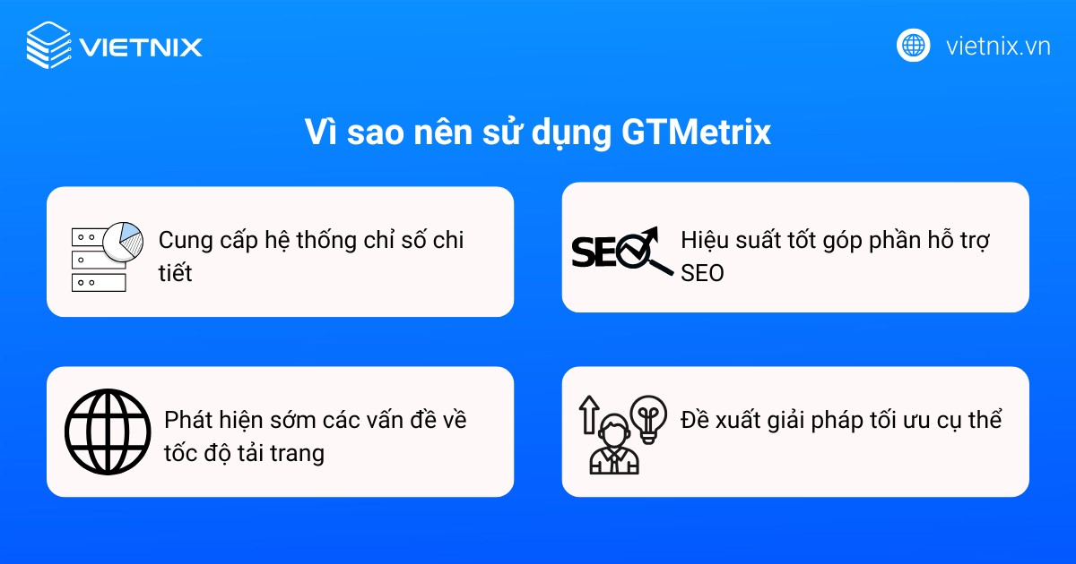 GTMetrix mang lại nhiều lợi ích trực tiếp cho hiệu suất và trải nghiệm website