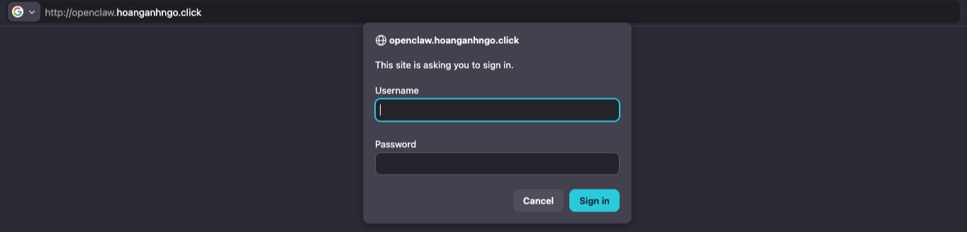 Moltbot là gì? Hướng dẫn cài đặt Moltbot trên máy tính cá nhân và VPS Ubuntu từ A-Z 29 Giao diện đăng nhập vào domain của bạn