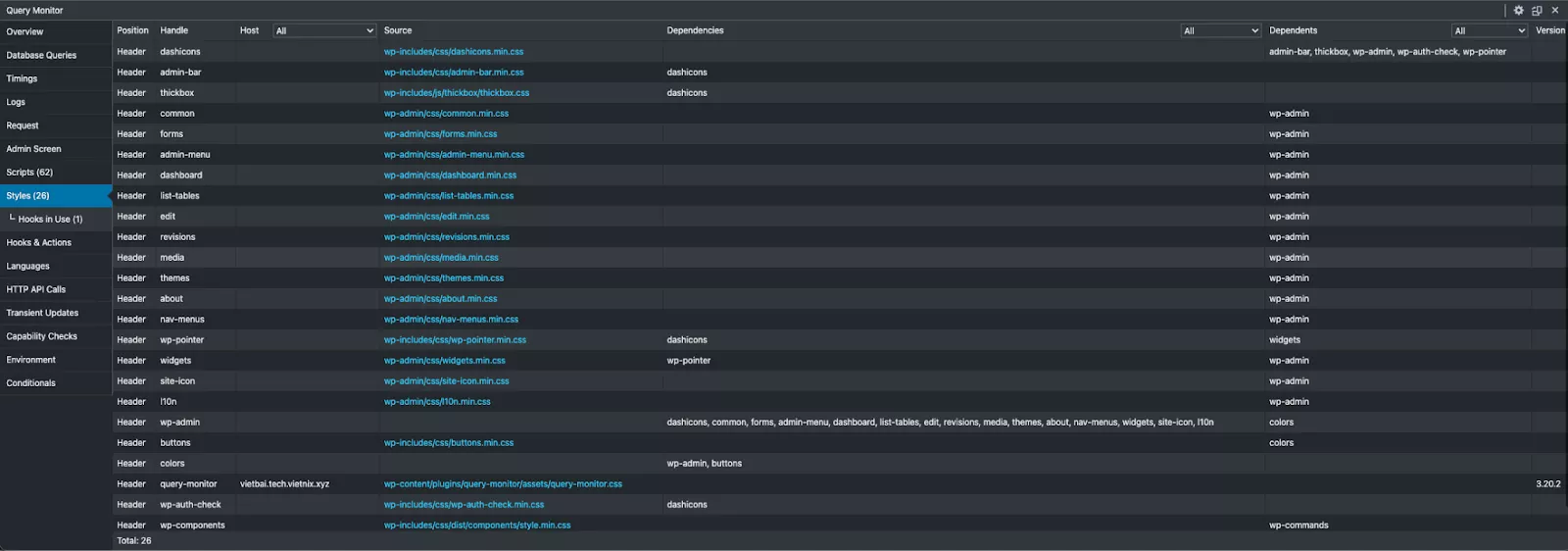 Kiểm tra tab Styles