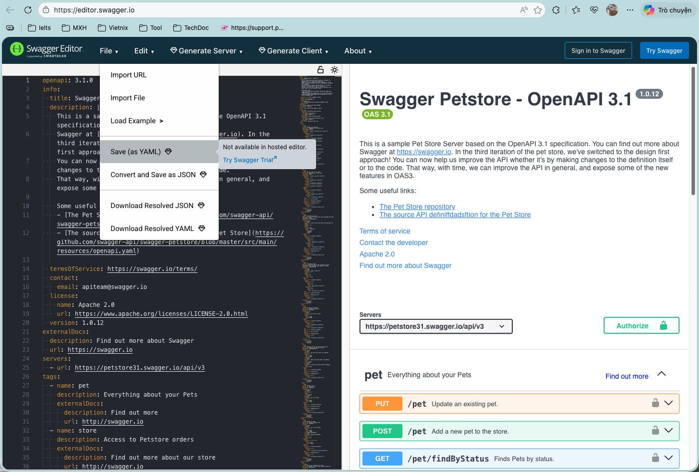 Tạo file swagger.yaml hoặc swagger.json