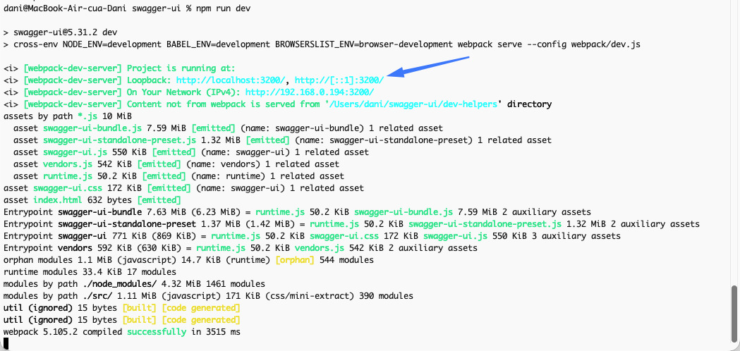 Trỏ đến URL file swagger